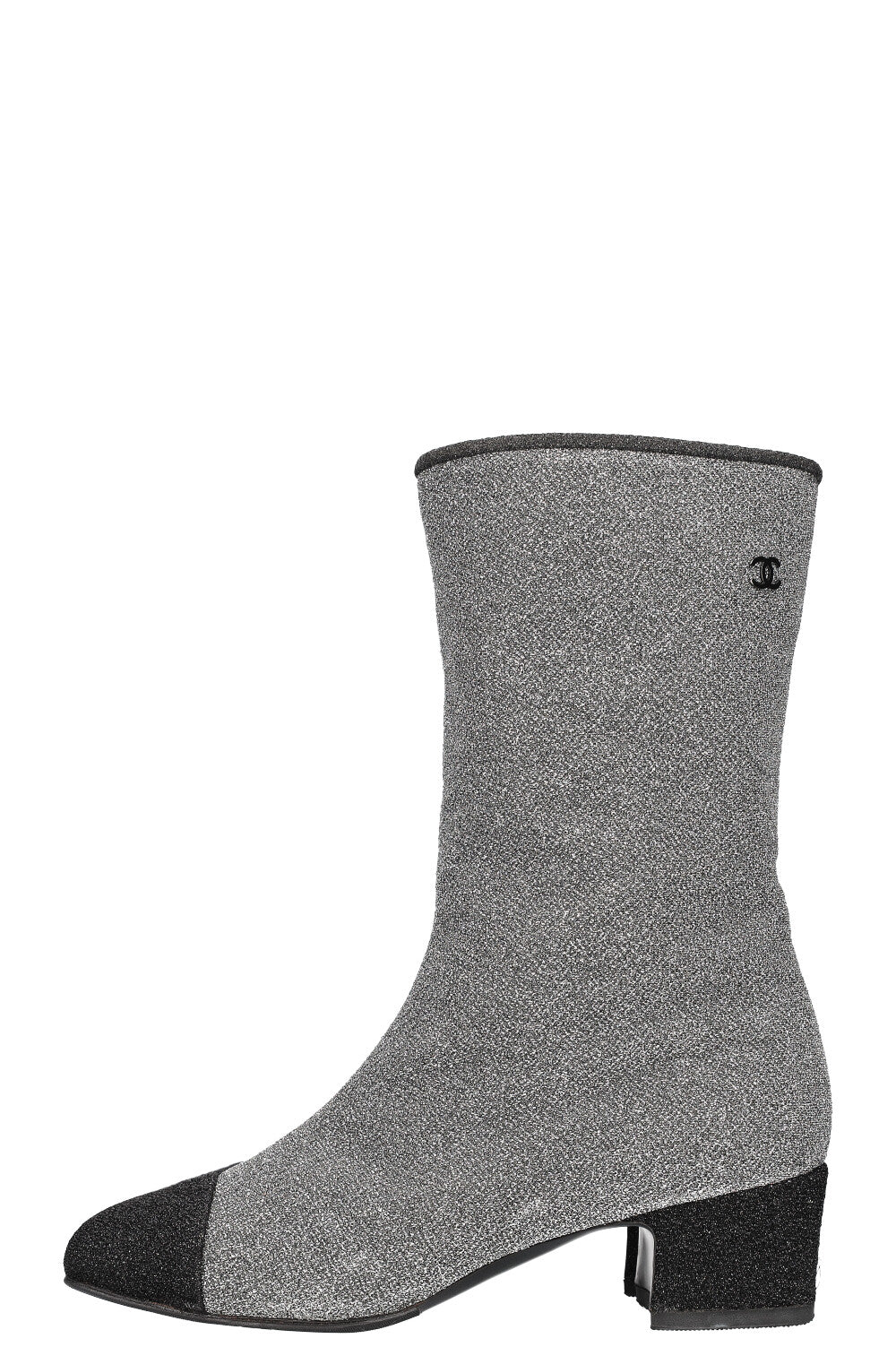 CHANEL Glitter Boots Short Silver FW17