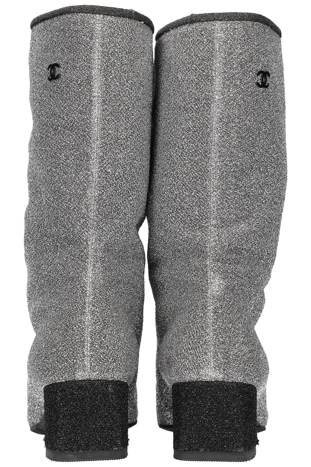 CHANEL Glitter Boots Short Silver FW17