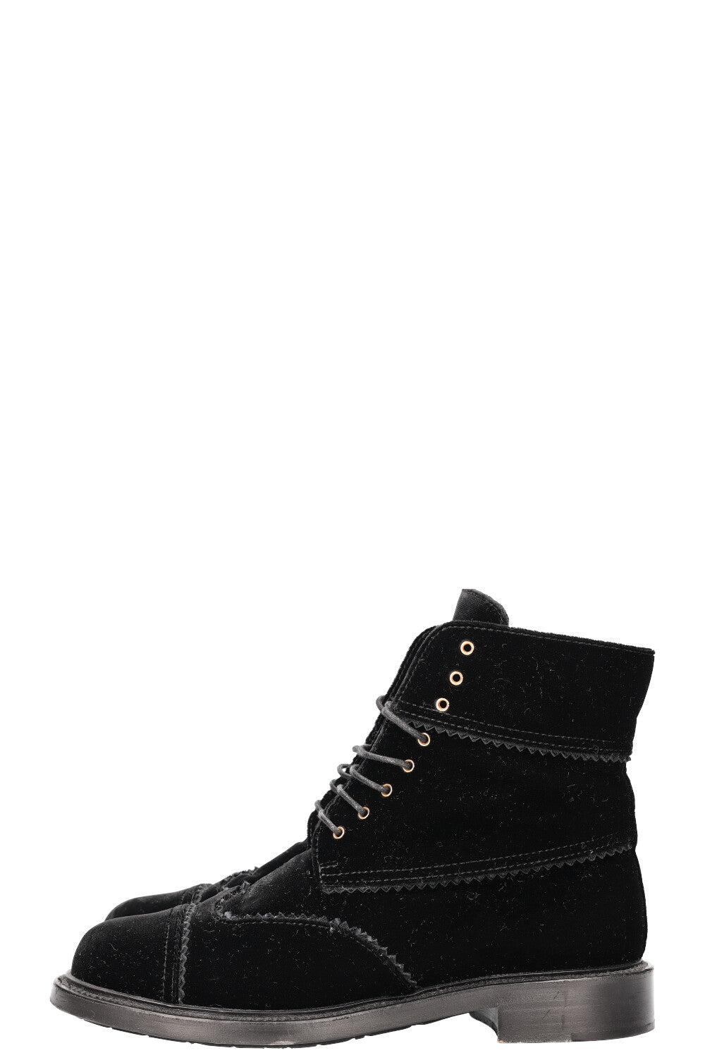 CHANEL Boots Velvet Black