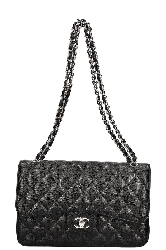 CHANEL Double Flap Bag Large Caviar Black
