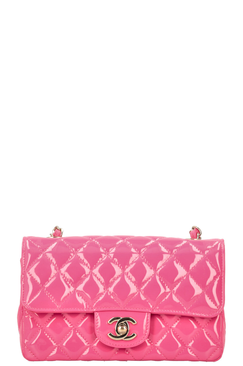 CHANEL Classic Mini Single Flap Crossbody Bag Patent Pink