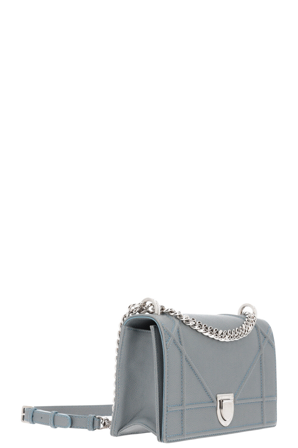 CHRISTIAN DIOR Diorama Crossbody Bag Grained Calfskin Blue