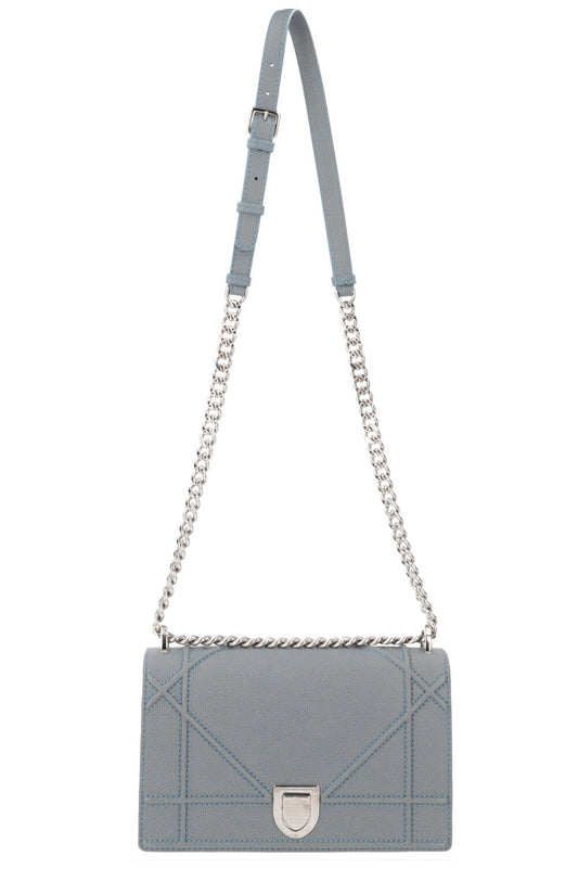 CHRISTIAN DIOR Diorama Crossbody Bag Grained Calfskin Blue