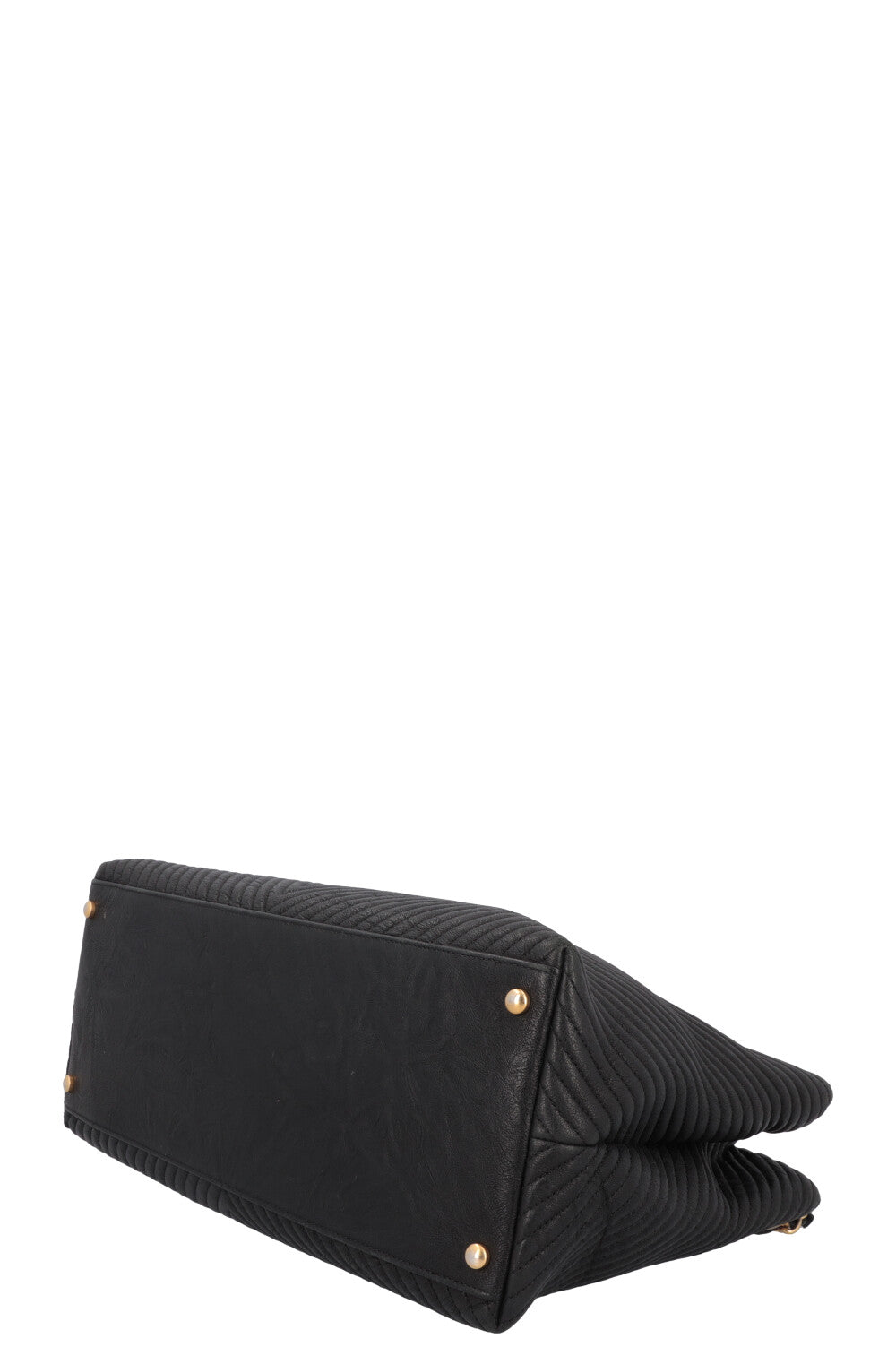 CHANEL Surpique Chevron Tote Bag Leather Black