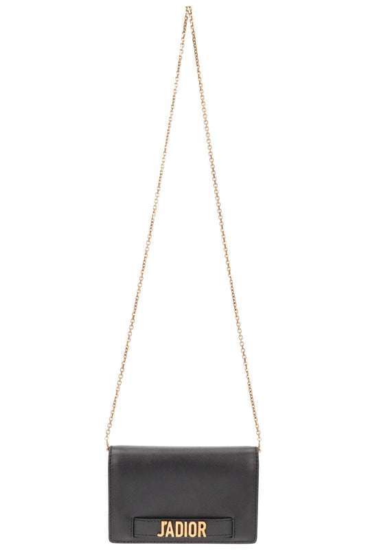 CHRISTIAN DIOR J`aDior Crossbody Bag Leather Black Gold