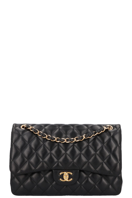 CHANEL Jumbo Double Flap Crossbody Bag Lambskin Black
