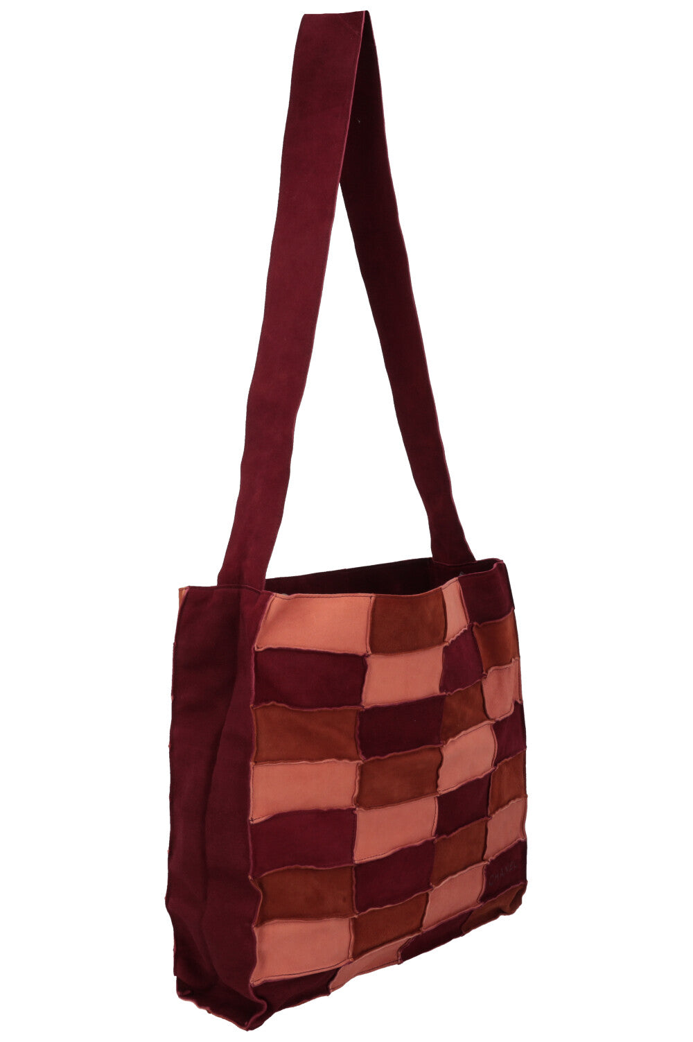 CHANEL Patchwork Tote Bag Suede Brown Bordeaux