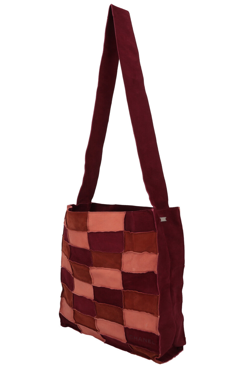 CHANEL Patchwork Tote Bag Suede Brown Bordeaux