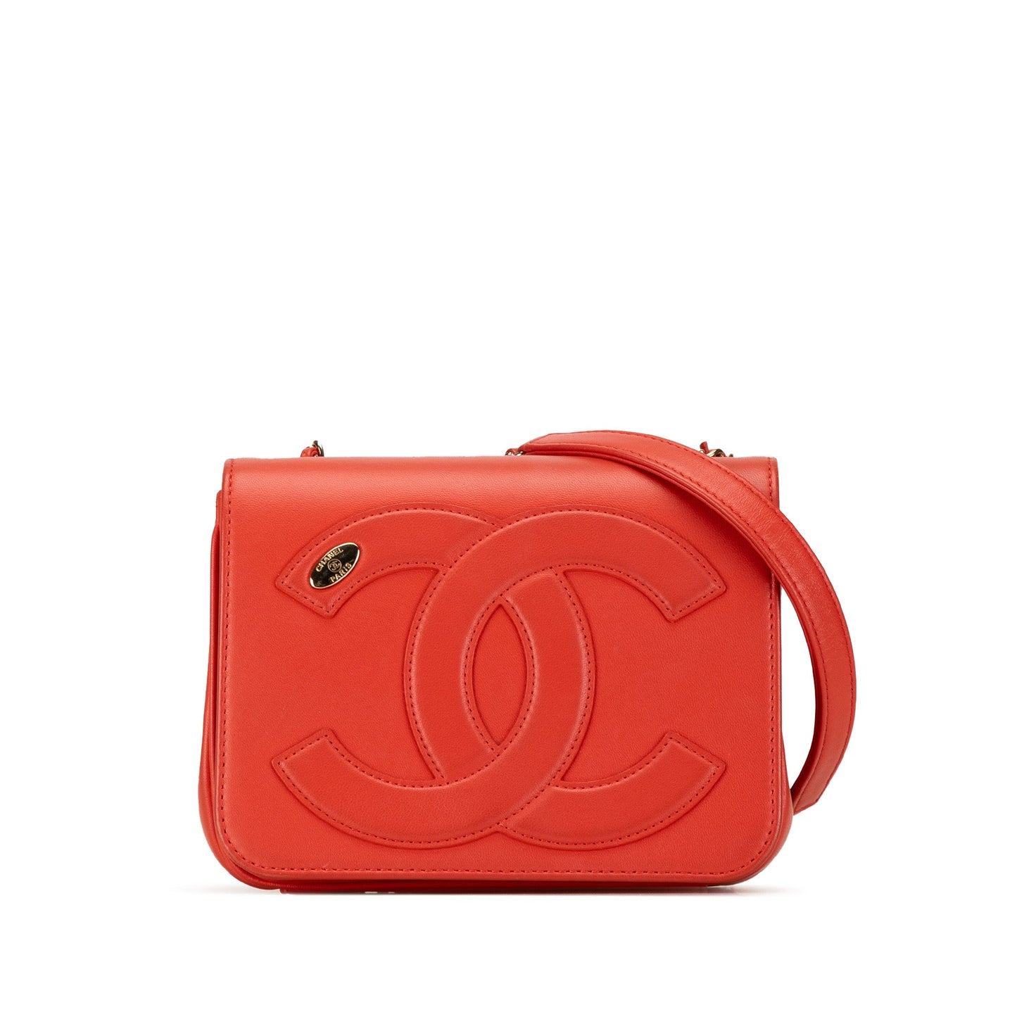 Red Chanel Lambskin CC Mania Flap Crossbody Bag
