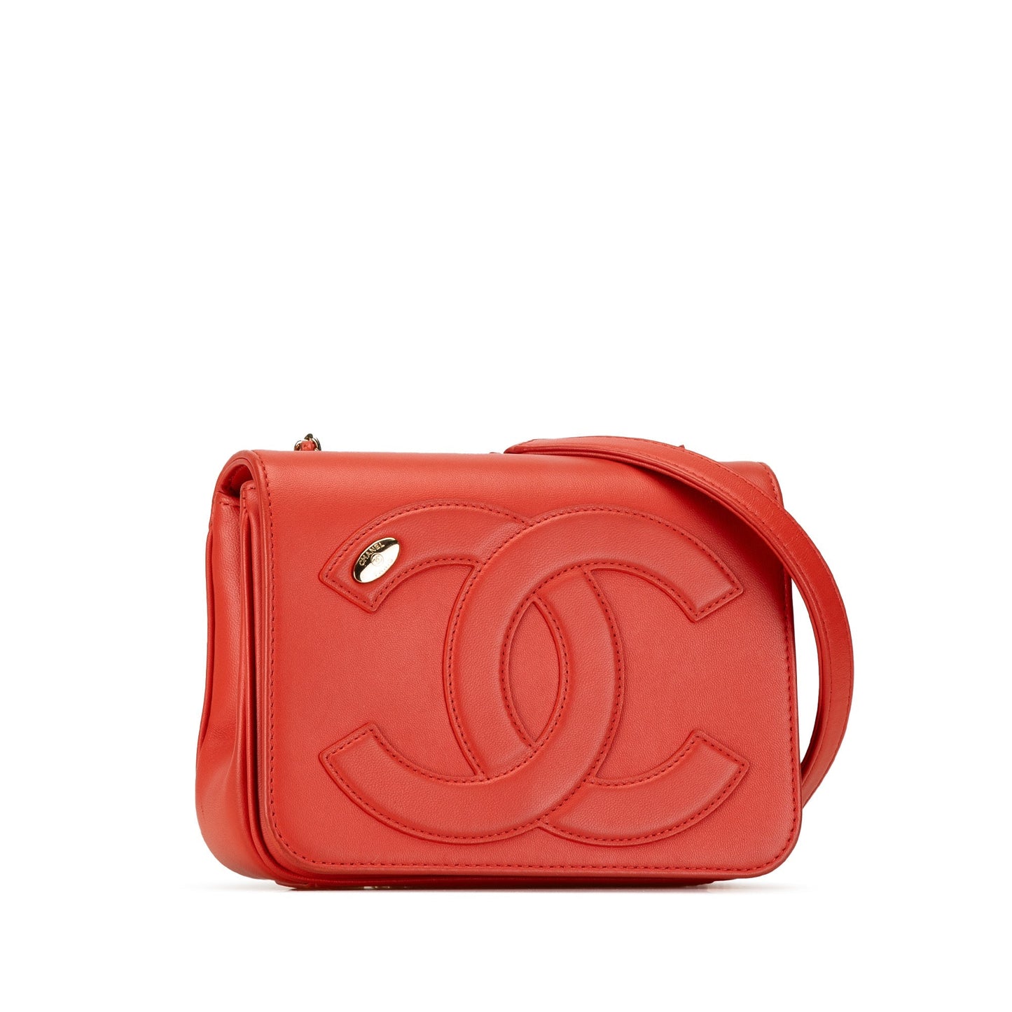 Red Chanel Lambskin CC Mania Flap Crossbody Bag