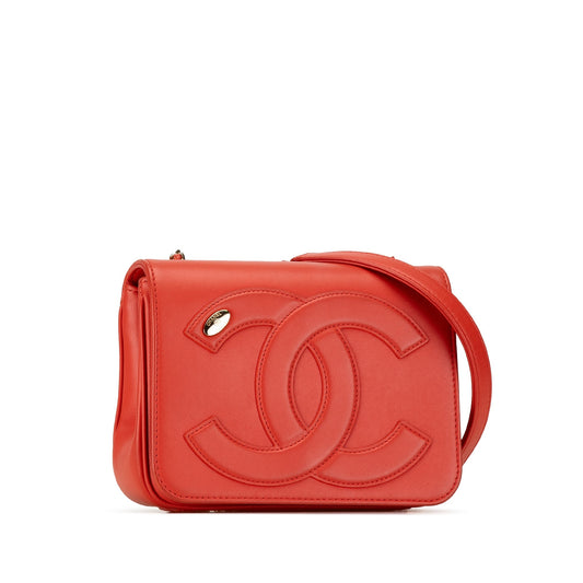 Red Chanel Lambskin CC Mania Flap Crossbody Bag