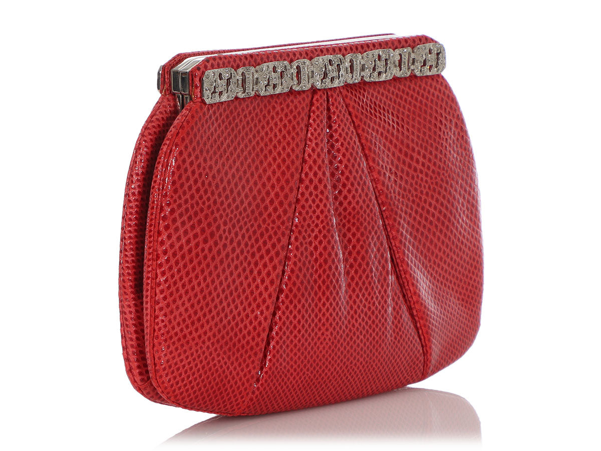 Judith Leiber Red Lizard Evening Bag