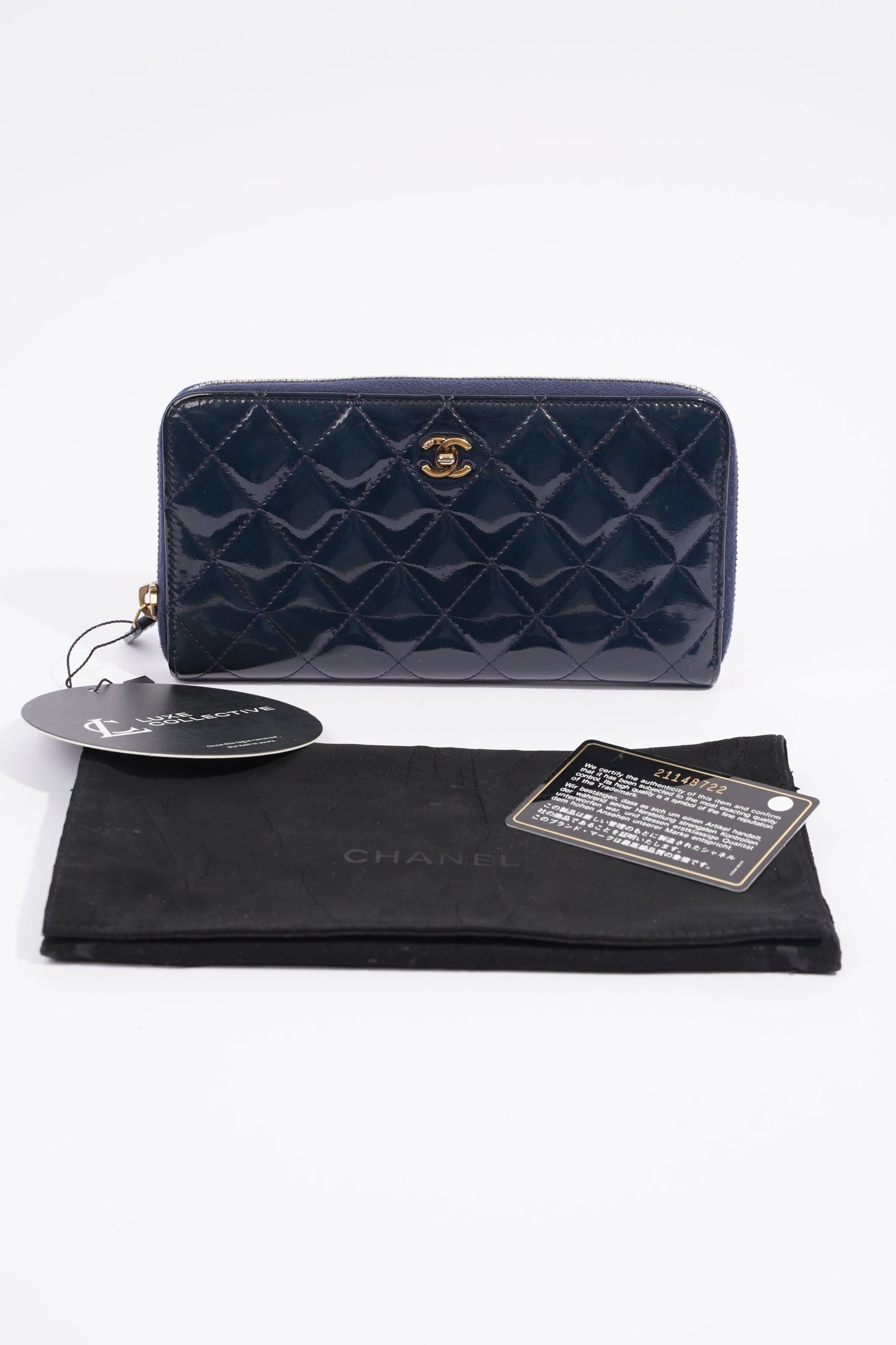 Chanel Long Wallet Midnight Blue Patent Leather