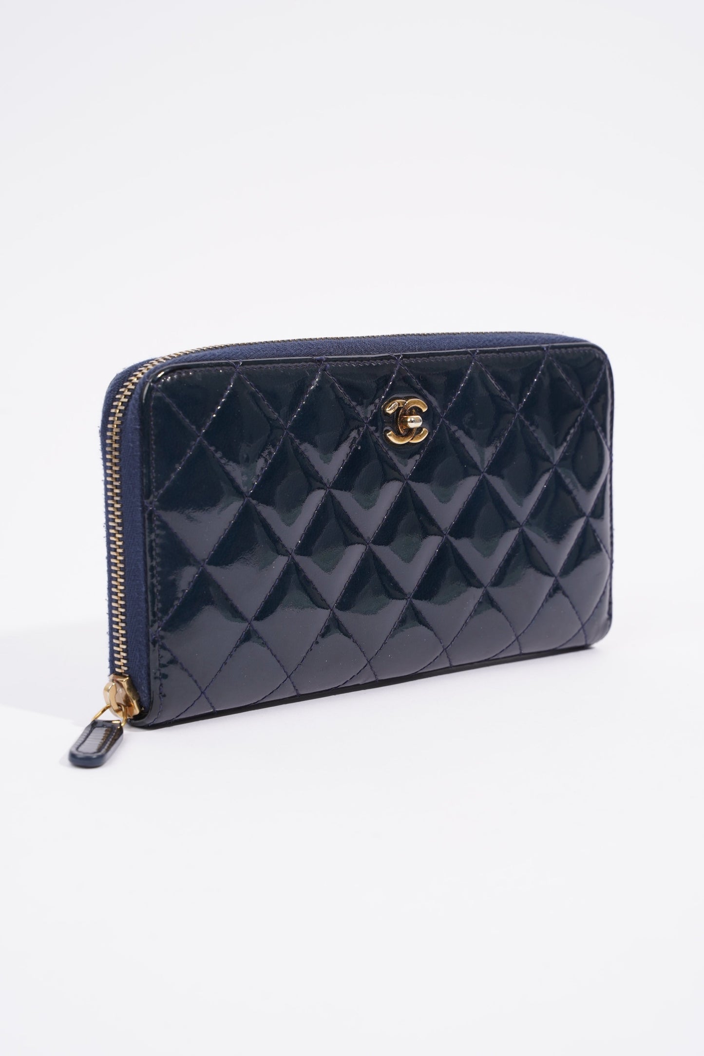 Chanel Long Wallet Midnight Blue Patent Leather