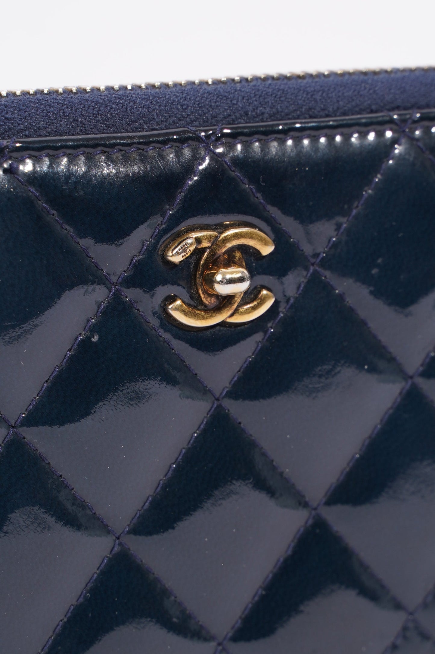 Chanel Long Wallet Midnight Blue Patent Leather