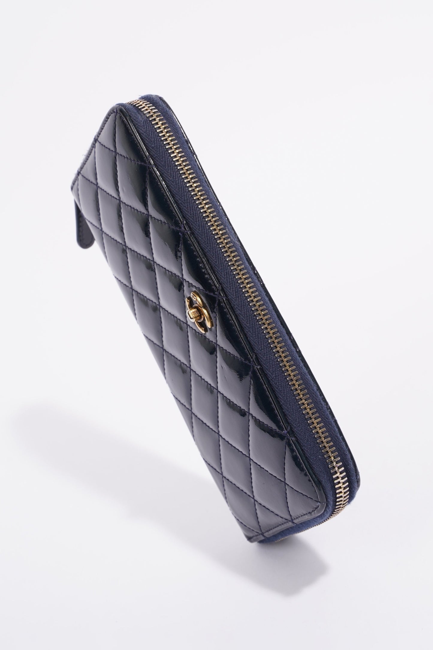 Chanel Long Wallet Midnight Blue Patent Leather