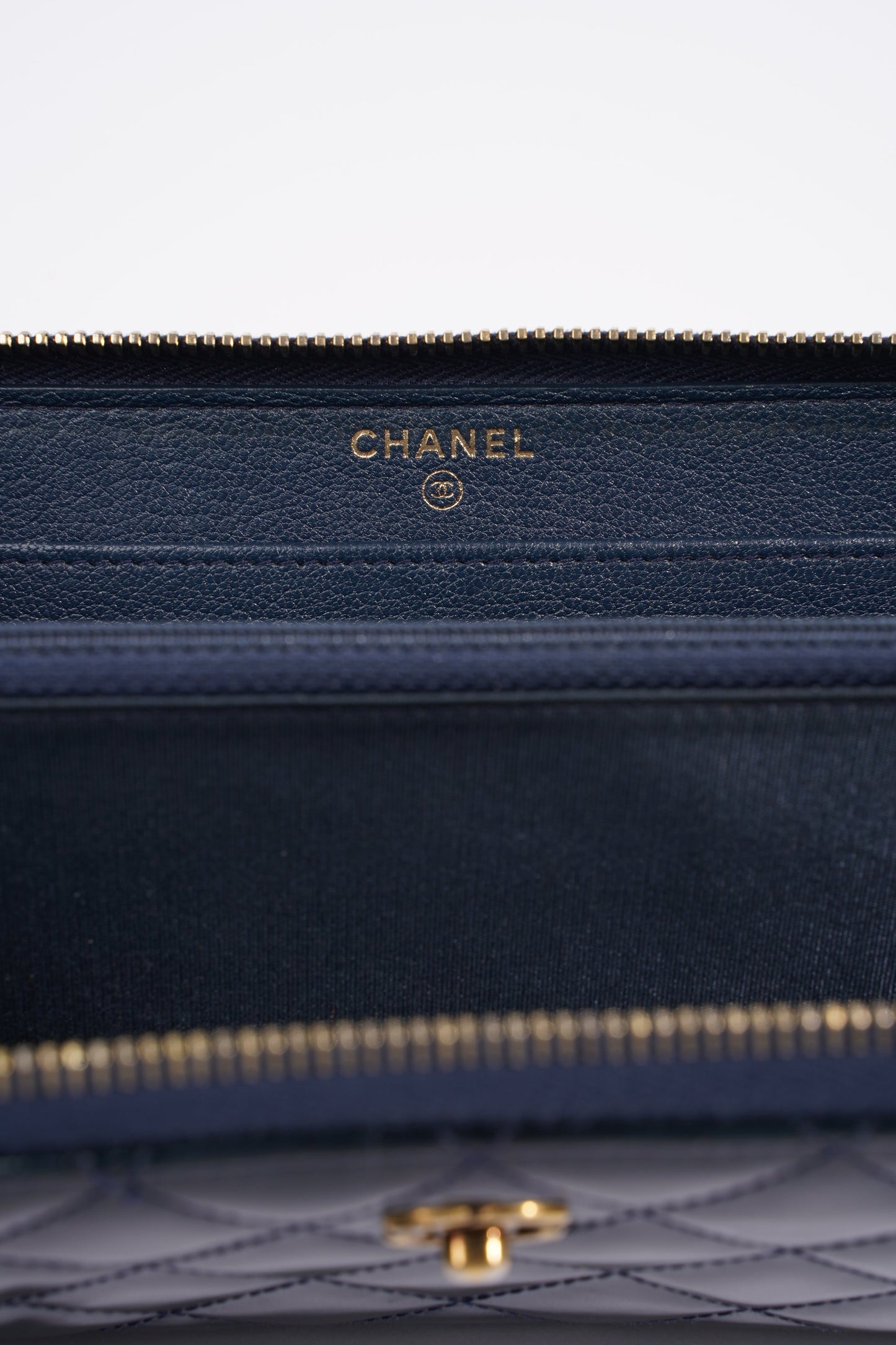 Chanel Long Wallet Midnight Blue Patent Leather