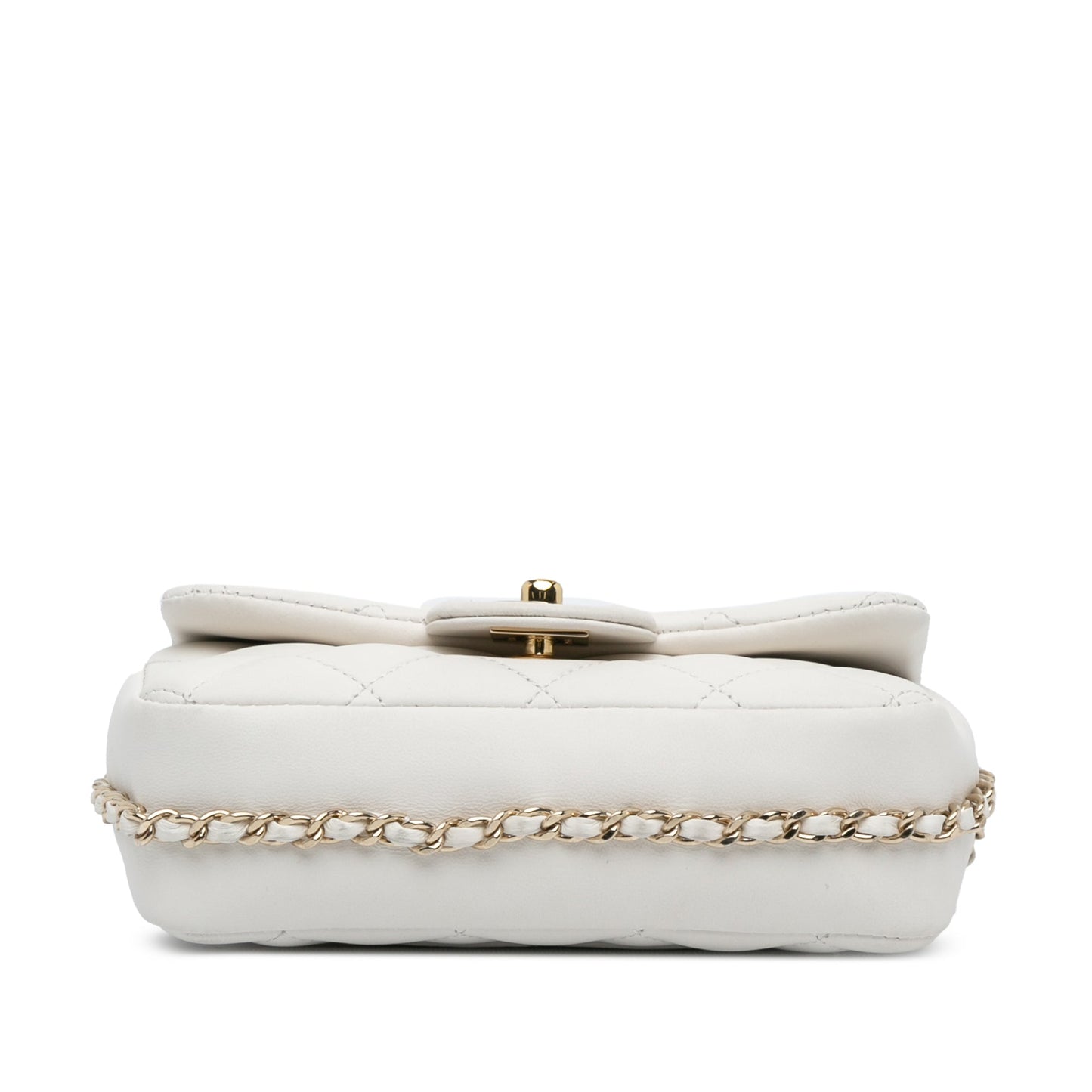 White Chanel Quilted Lambskin My Precious Pearls Chain Flap Crossbody Bag