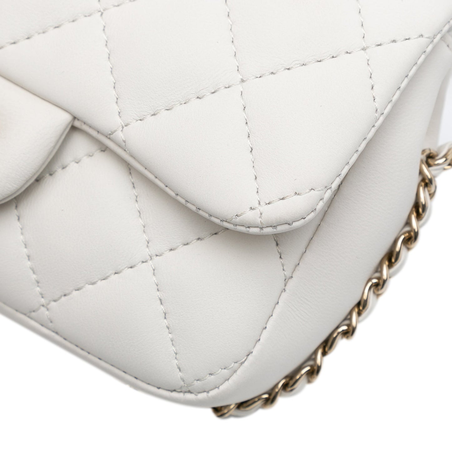 White Chanel Quilted Lambskin My Precious Pearls Chain Flap Crossbody Bag