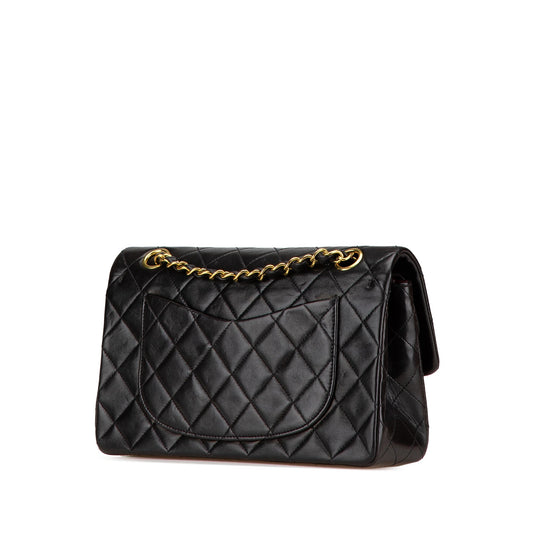 Black Chanel Small Classic Lambskin Double Flap Shoulder Bag