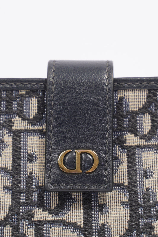 Christian Dior 5 Card Holder Blue And Grey Oblique Leather