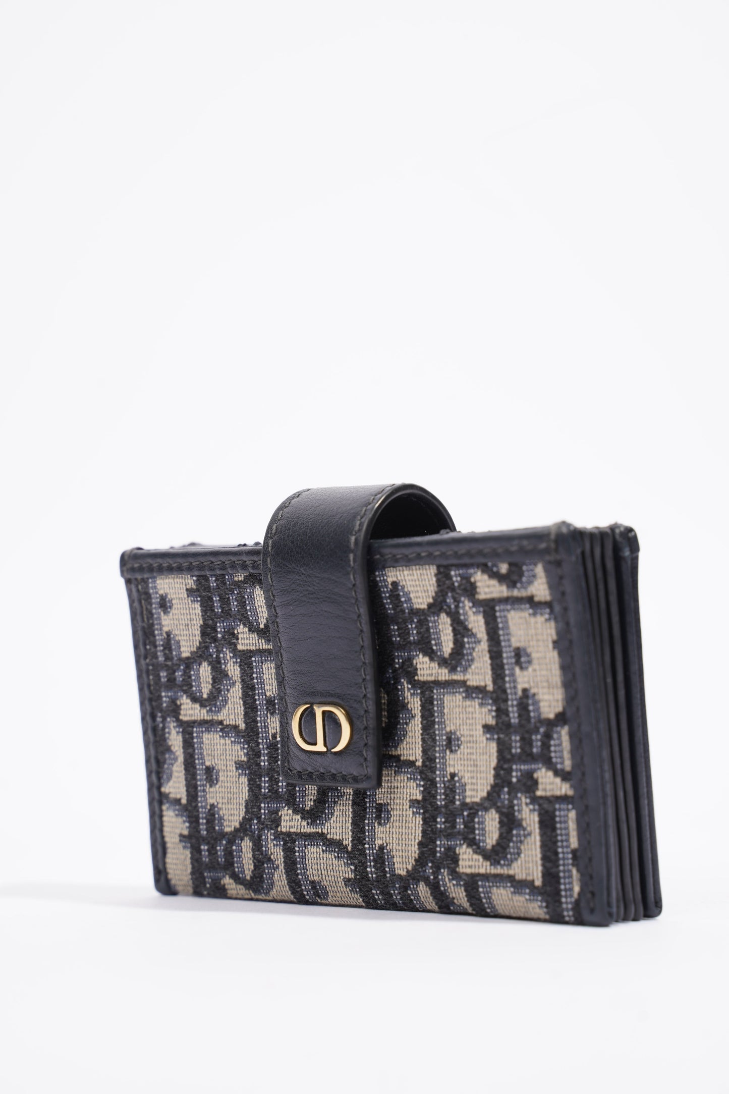 Christian Dior 5 Card Holder Blue And Grey Oblique Leather
