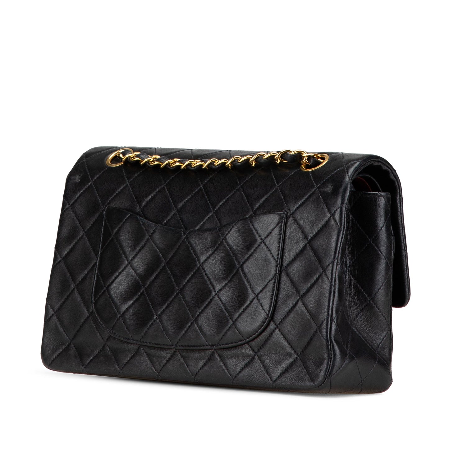 Black Chanel Medium Classic Lambskin Double Flap Shoulder Bag