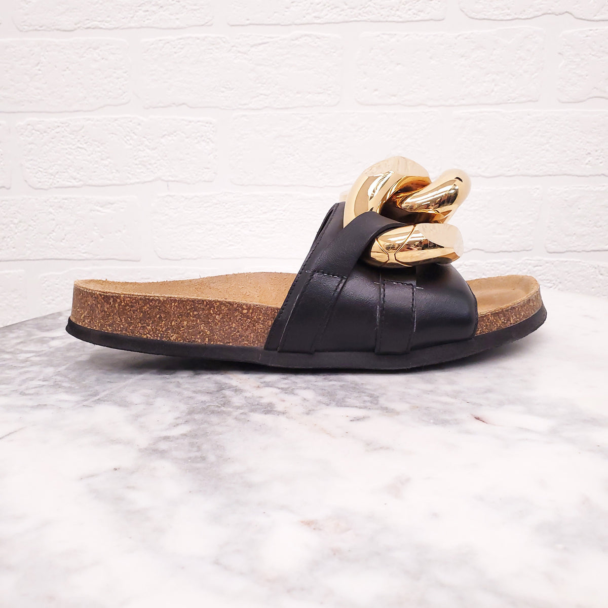 JW ANDERSON GOLD CHAIN SLIDES - SIZE 38
