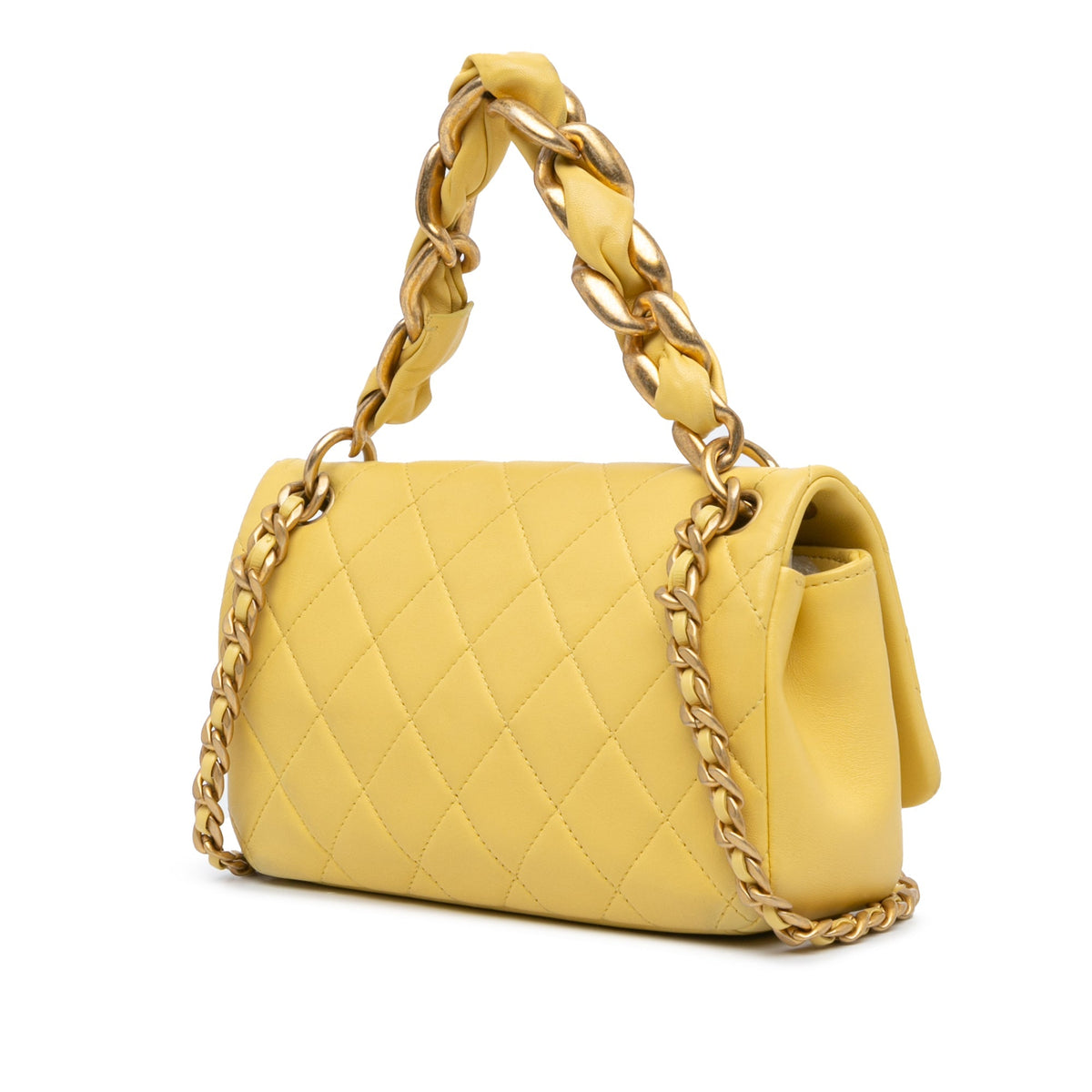 Yellow Chanel Quilted Lambskin Chain Is More Flap Satchel