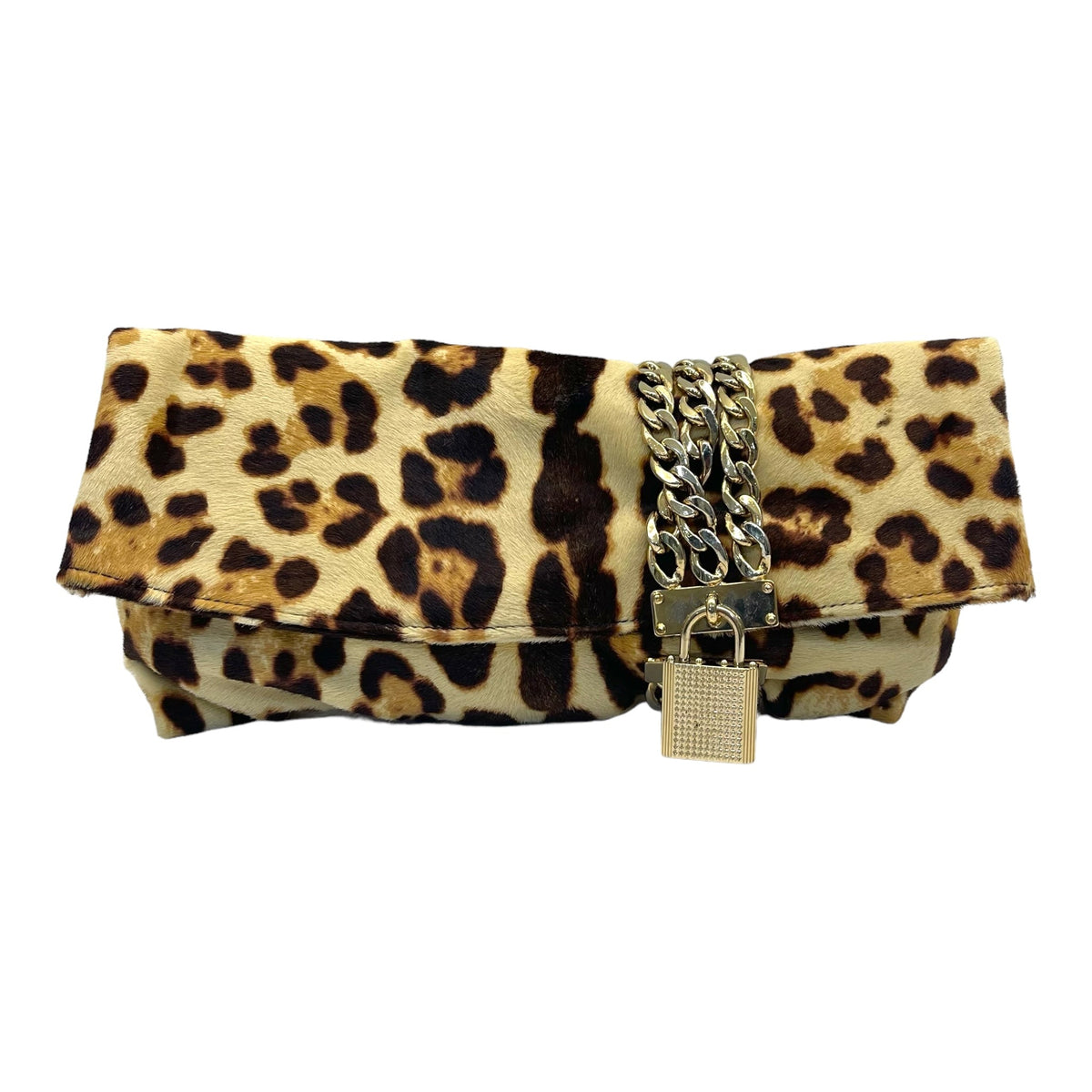 Jimmy Choo Leopard Print Calf Hair Sandra Clutch