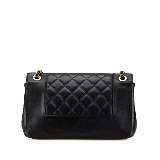 Black Chanel Medium Lambskin Mademoiselle Vintage Double Flap Crossbody Bag