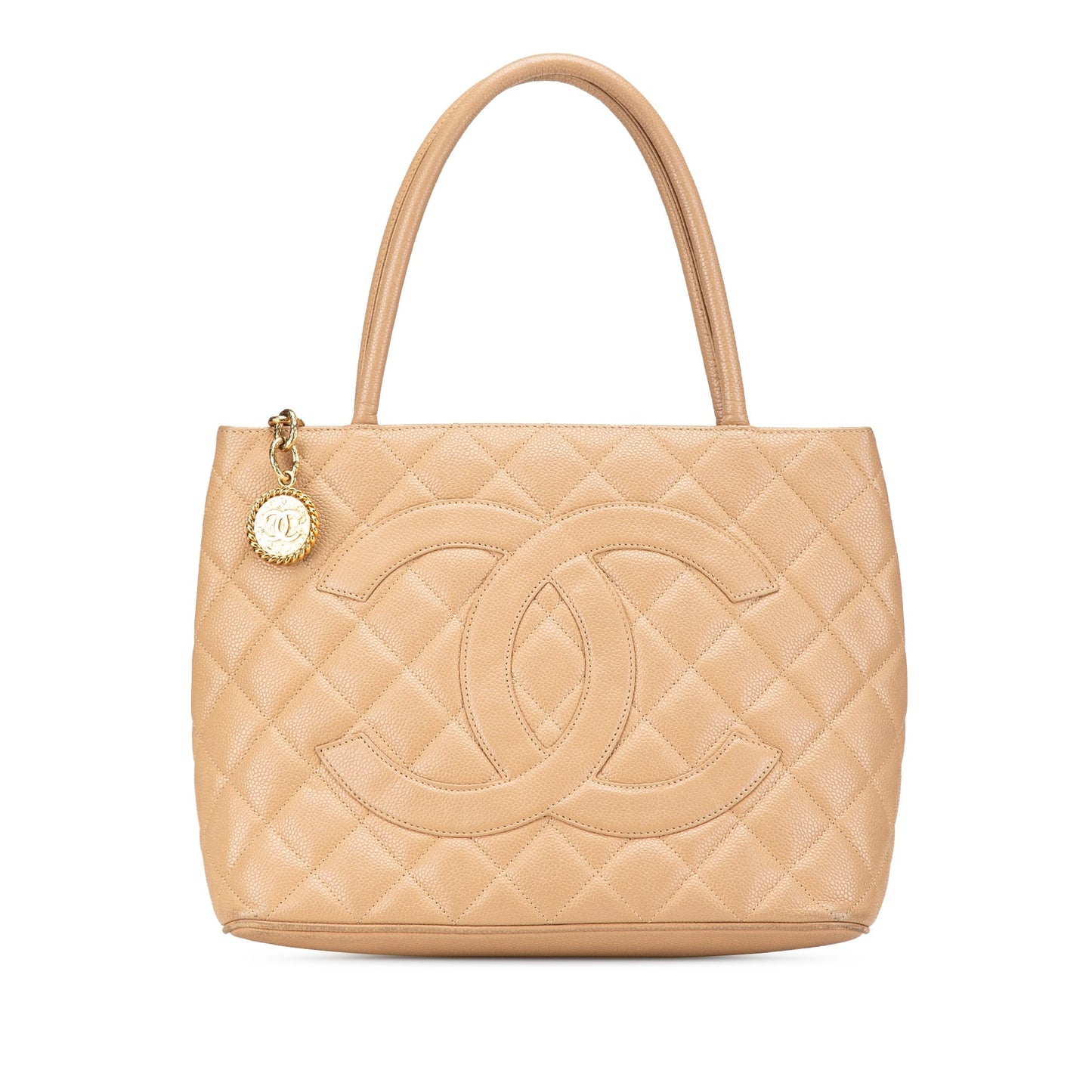 Tan Chanel Caviar Medallion Tote