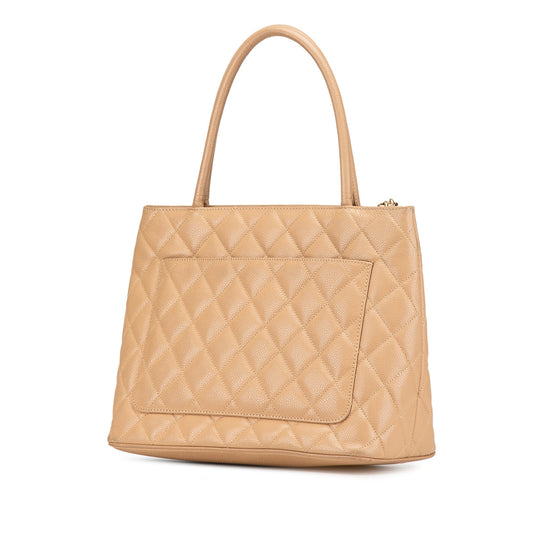 Tan Chanel Caviar Medallion Tote