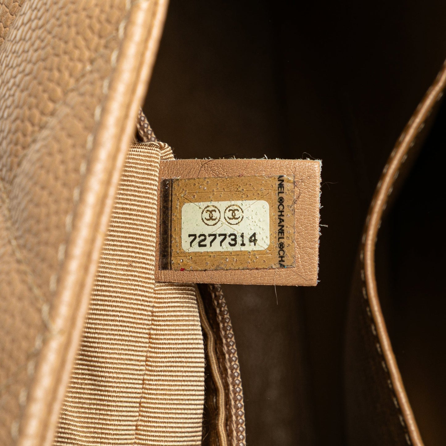 Tan Chanel Caviar Medallion Tote