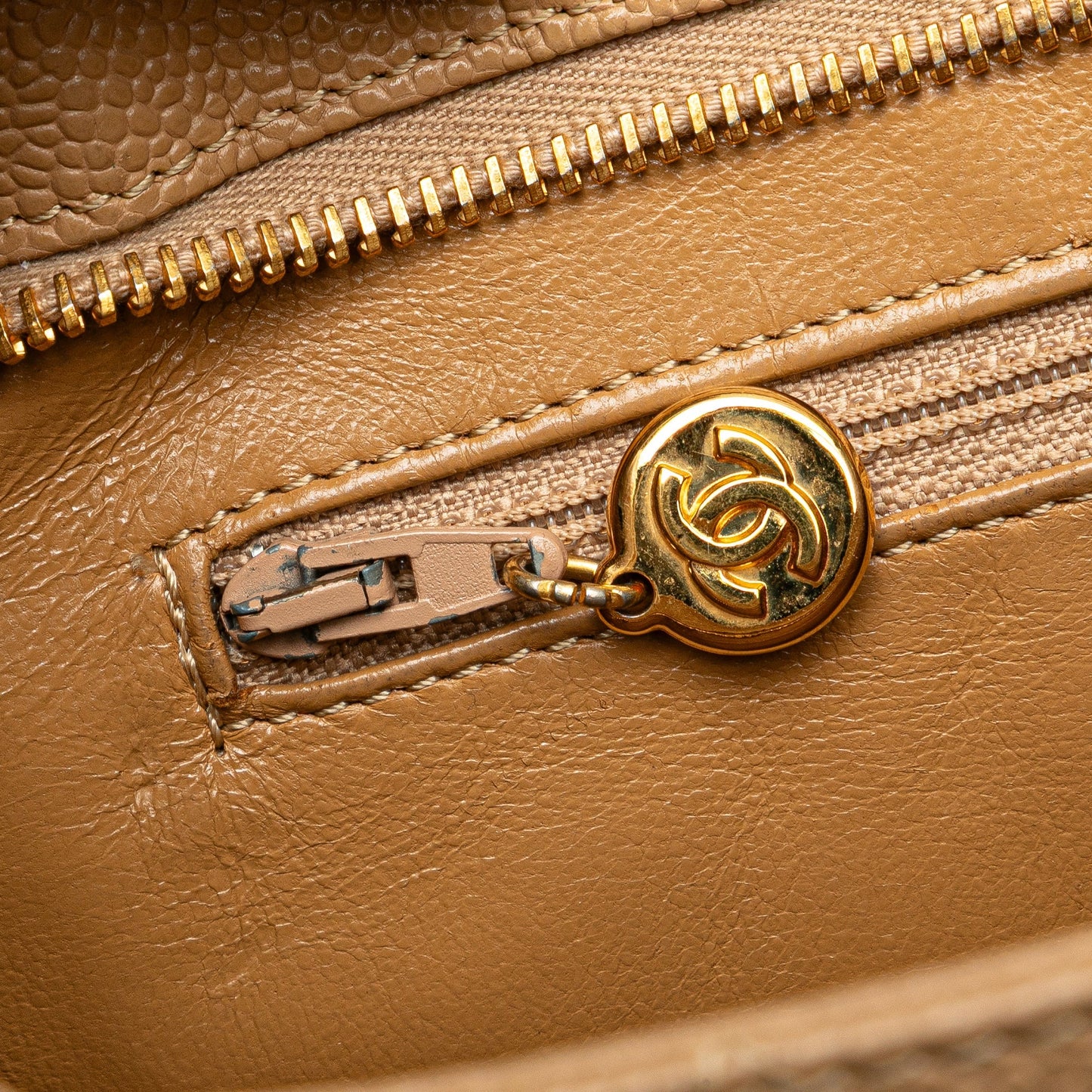 Tan Chanel Caviar Medallion Tote