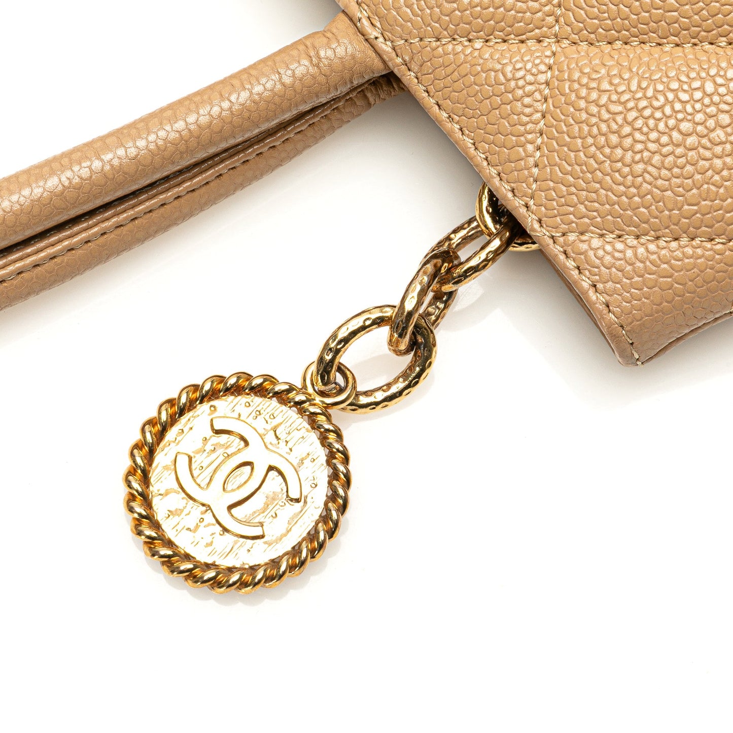 Tan Chanel Caviar Medallion Tote