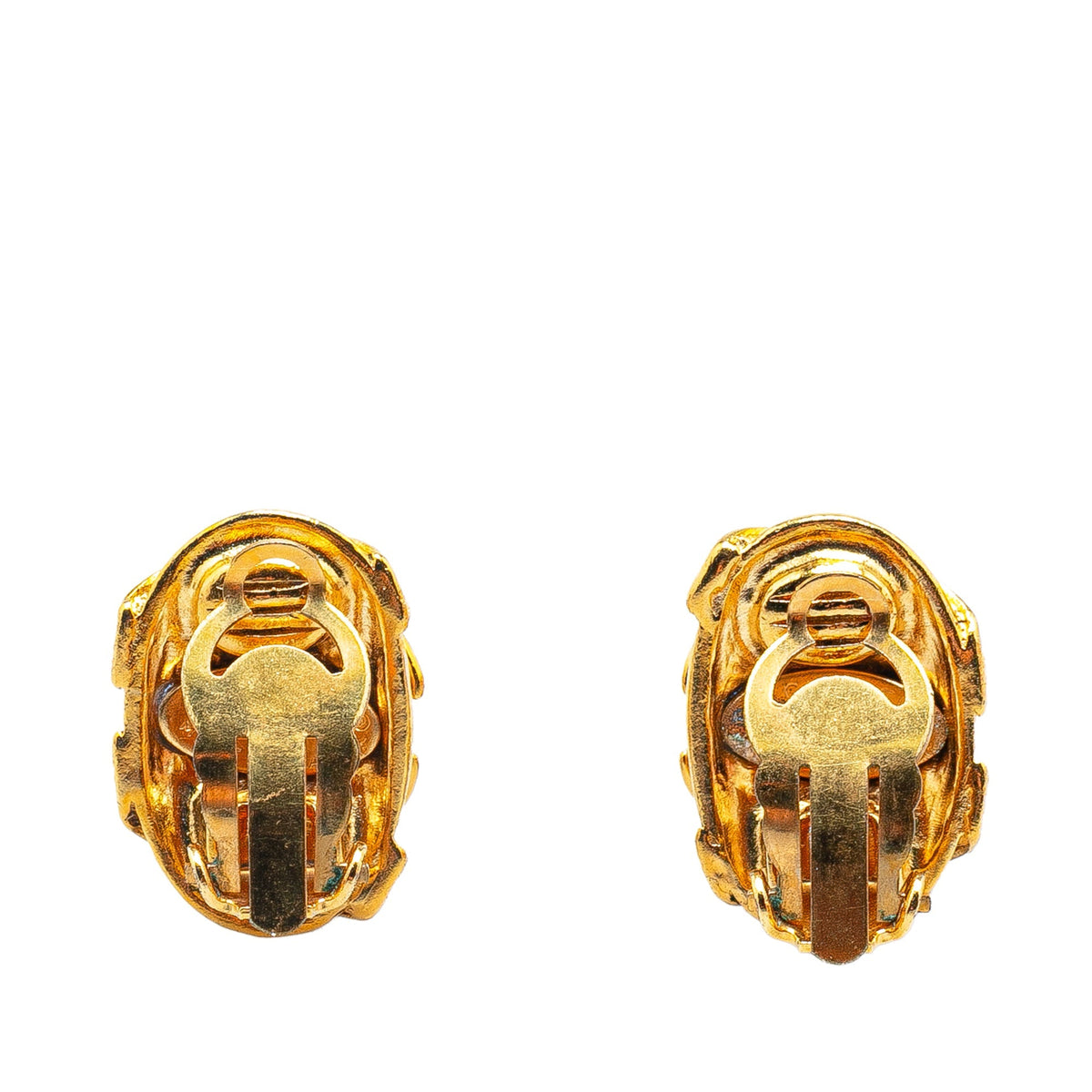 Gold Chanel Gold Plated CC Clip On Earrings