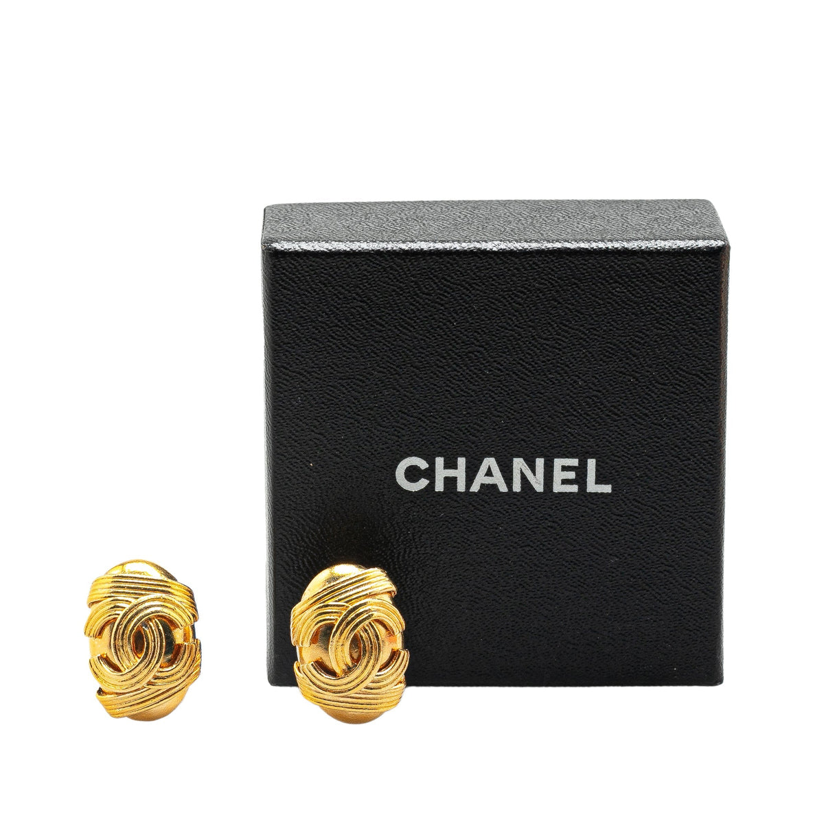 Gold Chanel Gold Plated CC Clip On Earrings