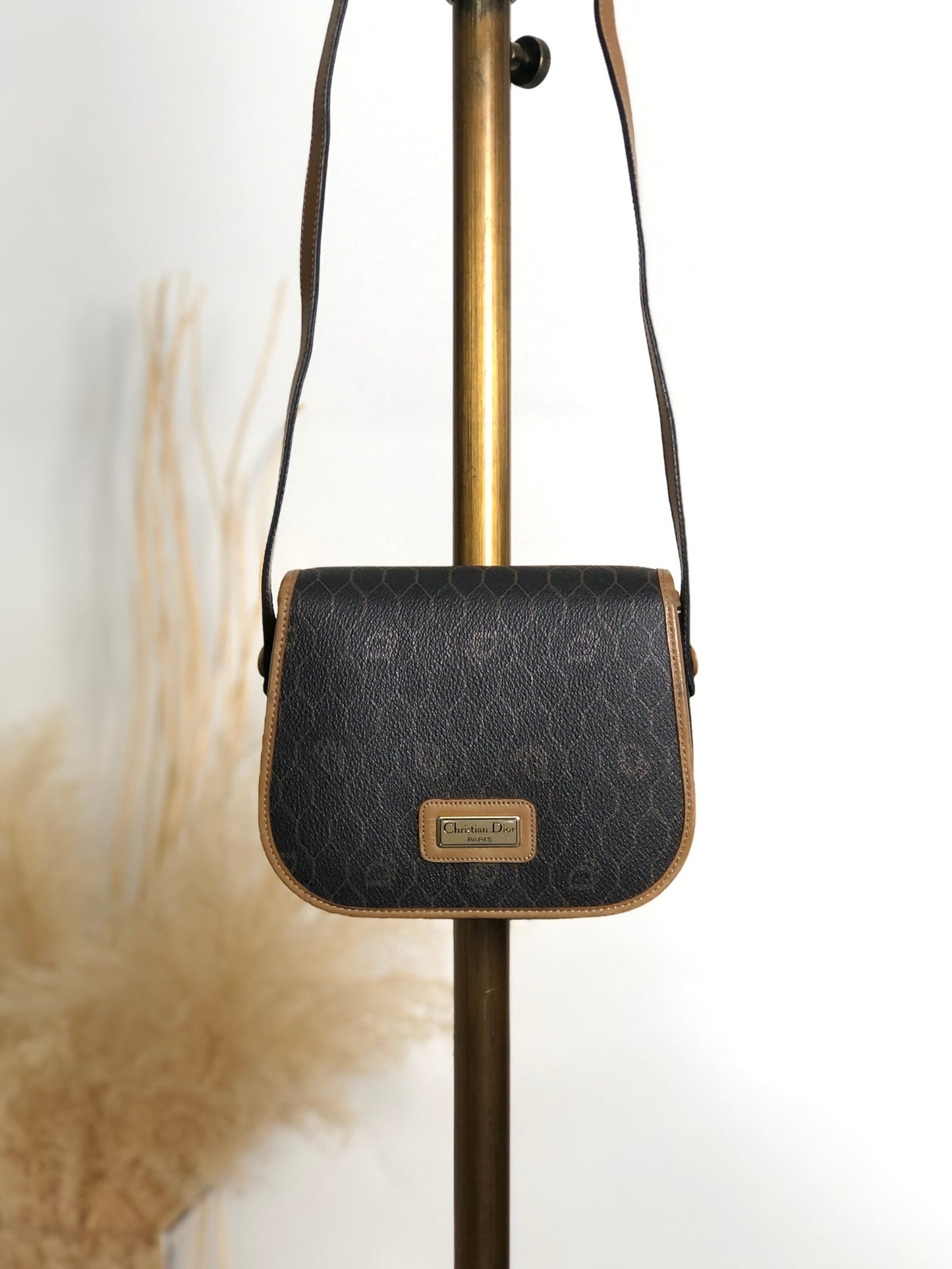 Christian Dior Honeycomb Pattern Small Shoulder bag Black Vintage 6h24uc