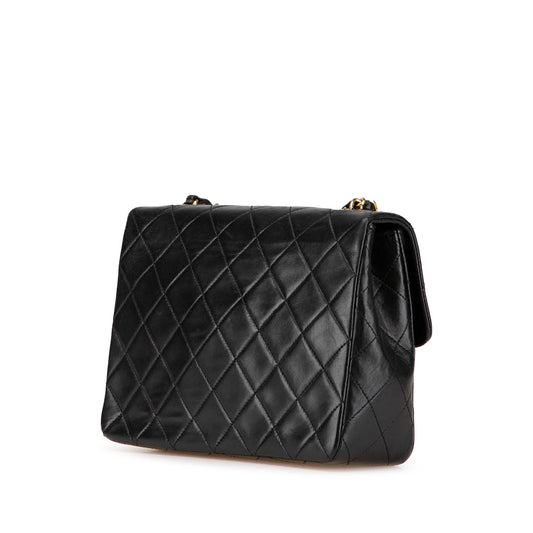 Black Chanel Mini Square Classic Lambskin Flap Crossbody Bag