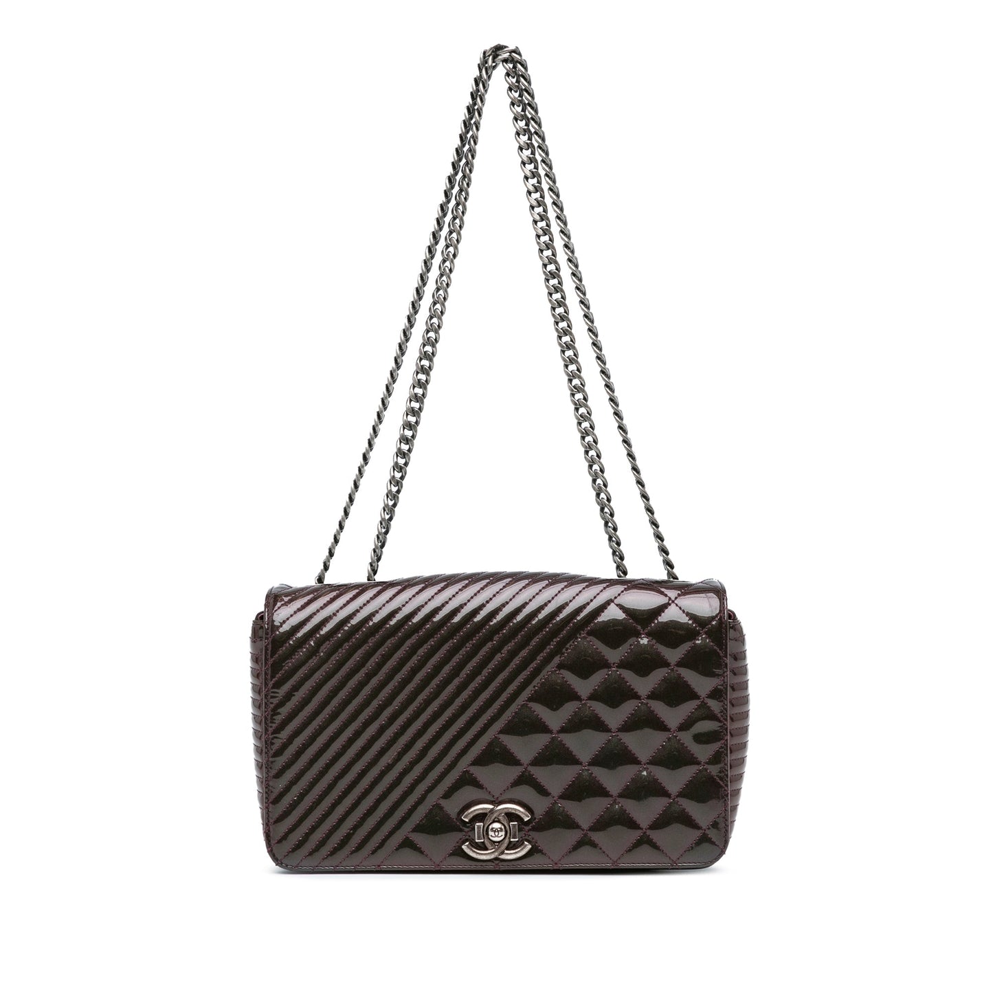 Purple Chanel Medium Patent Coco Boy Flap Shoulder Bag