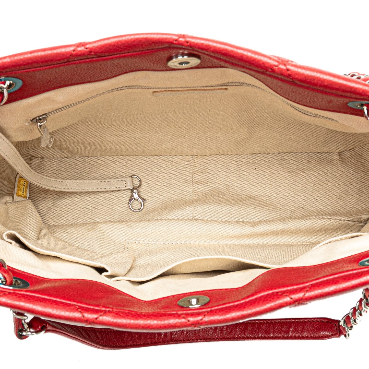 Red Chanel Quilted Caviar Soft Shopper Tote