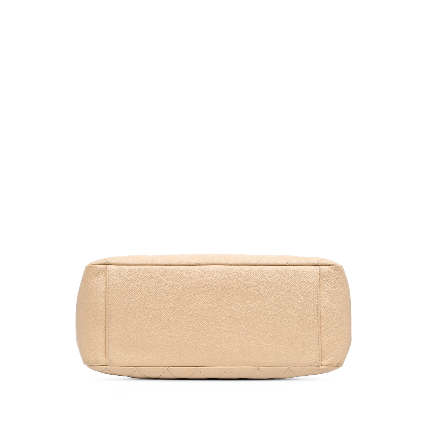 Cream Chanel Caviar Grand Shopping Tote