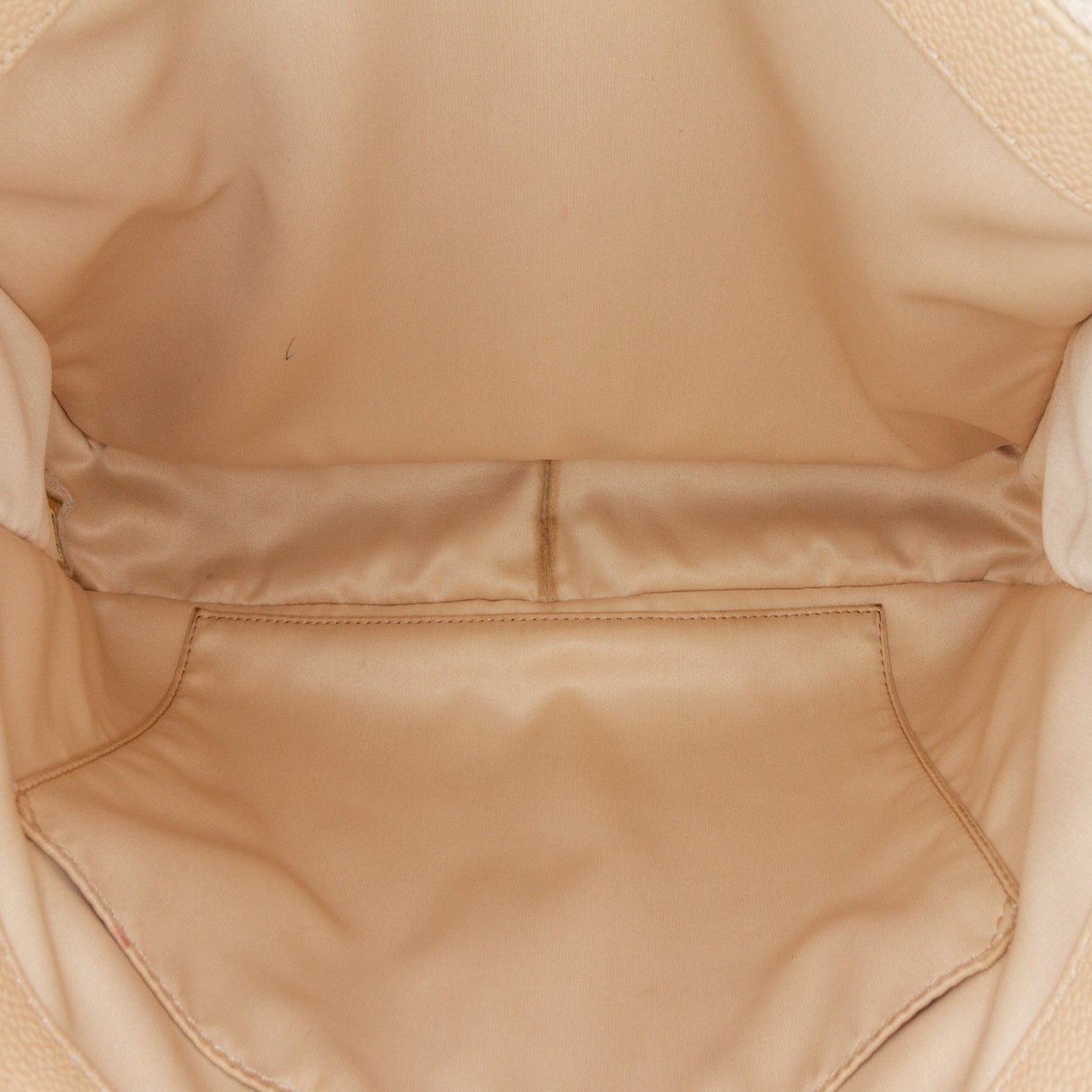 Cream Chanel Caviar Grand Shopping Tote