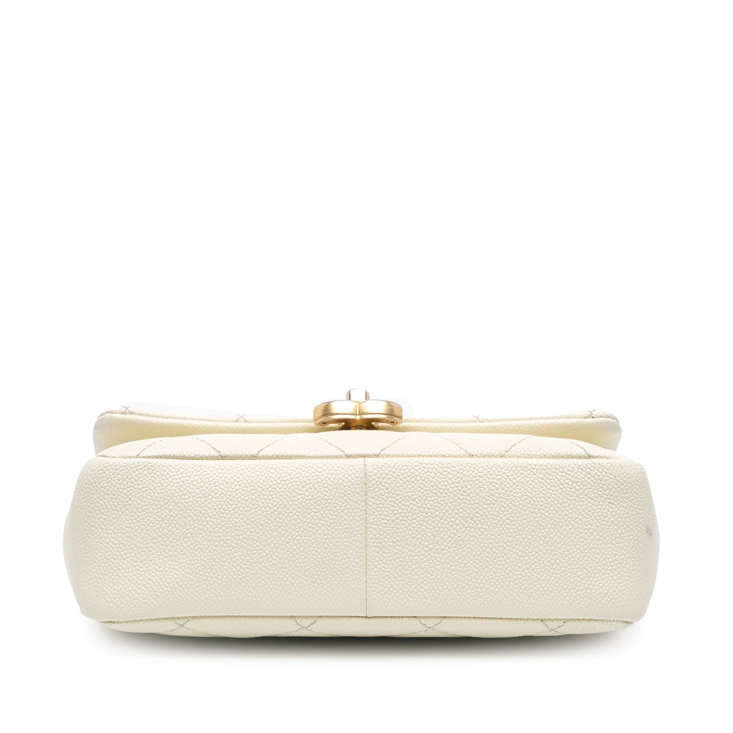 White Chanel Small Quilted Caviar Chain Melody Flap Crossbody Bag