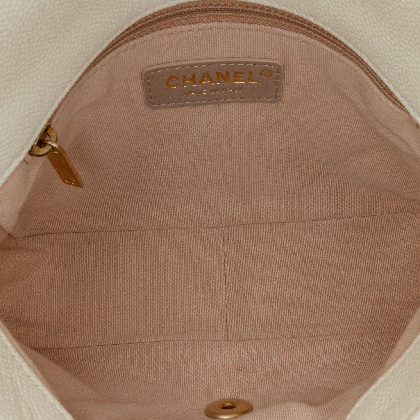 White Chanel Small Quilted Caviar Chain Melody Flap Crossbody Bag