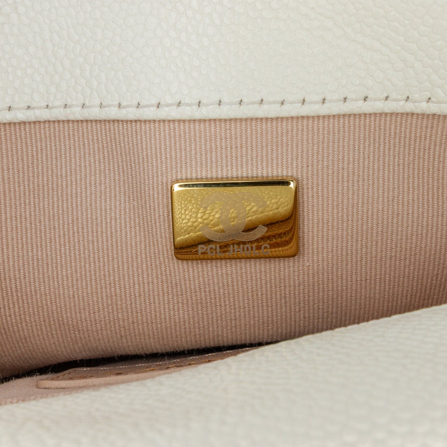 White Chanel Small Quilted Caviar Chain Melody Flap Crossbody Bag
