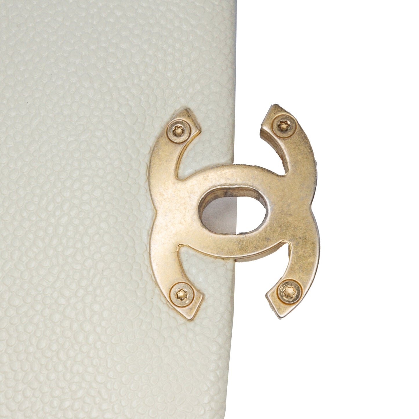 White Chanel Small Quilted Caviar Chain Melody Flap Crossbody Bag