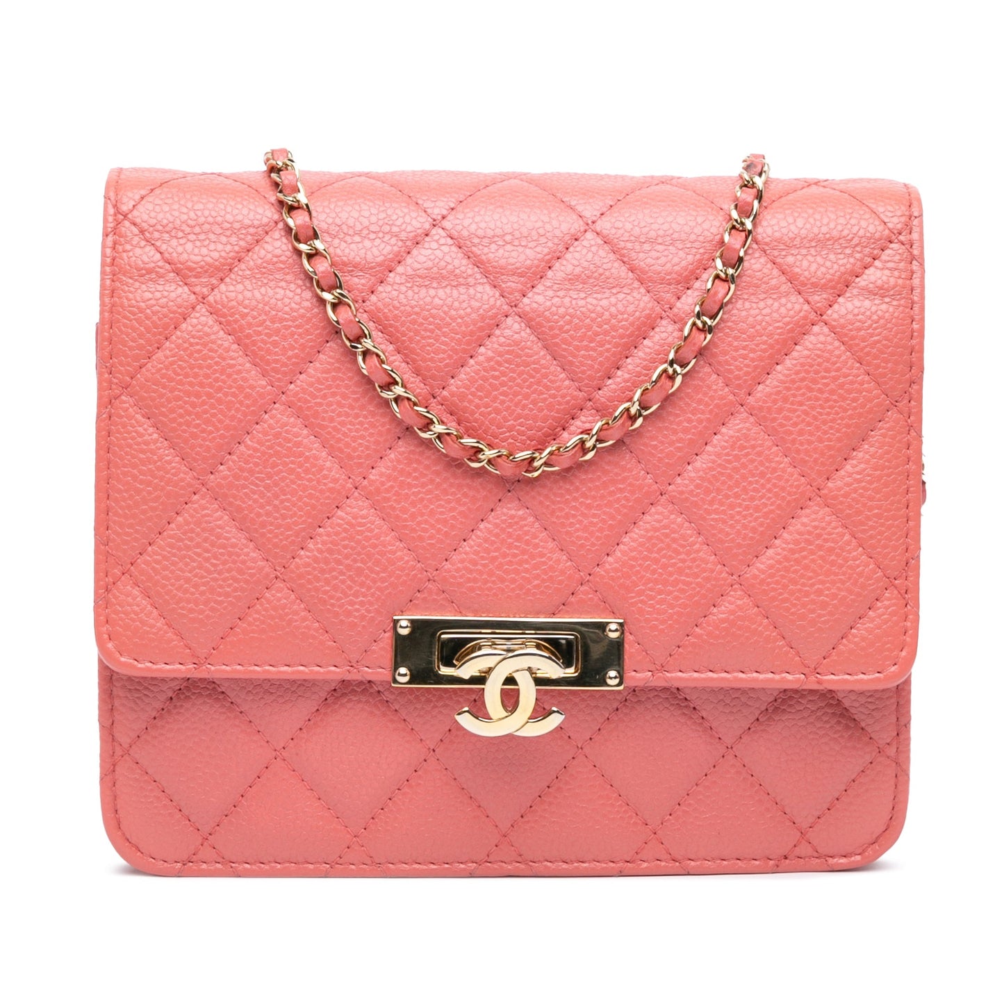 Pink Chanel Quilted Caviar Golden Class Wallet On Chain Crossbody Bag