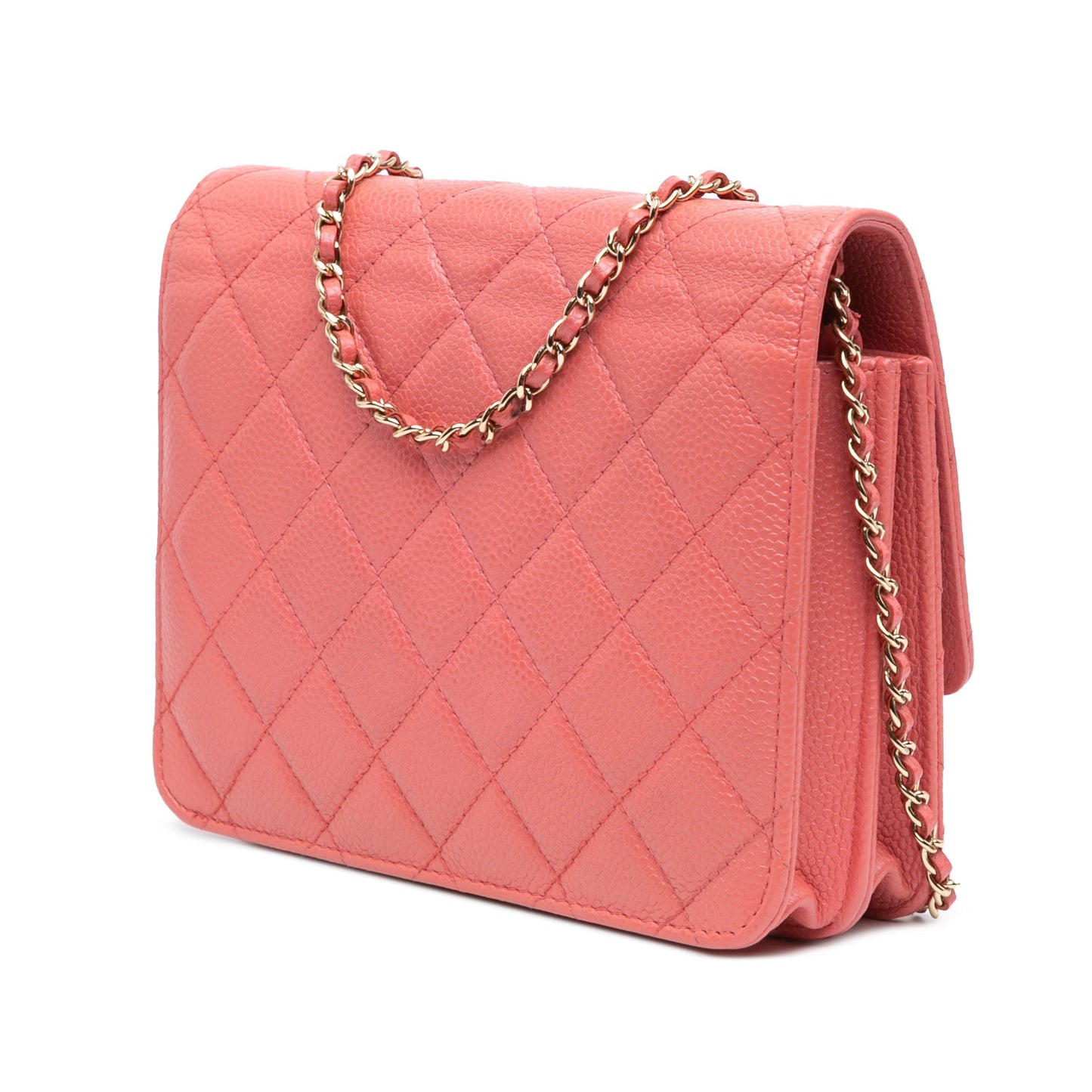 Pink Chanel Quilted Caviar Golden Class Wallet On Chain Crossbody Bag
